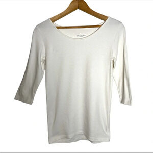MM LaFluer women’s The Soyoung T-Shirt Organic Ribbed Pima Cotton sz Small Ivory